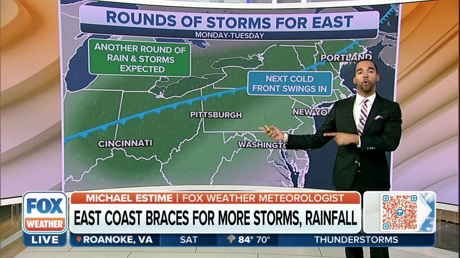 East Coast braces for more storms, rainfall