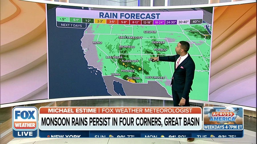 Monsoon rains continue in Four Corners region, Great Basin