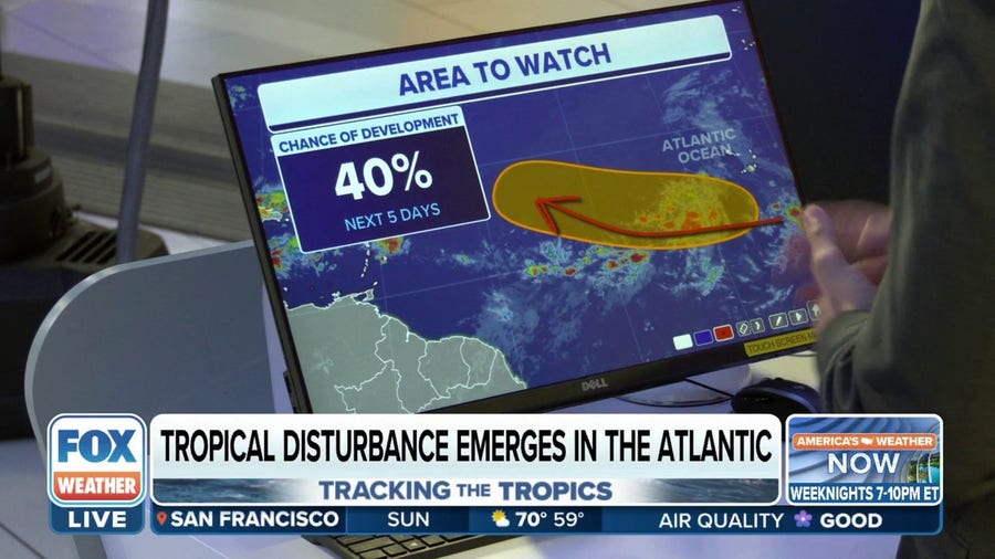 Tropical disturbance emerges in the Atlantic