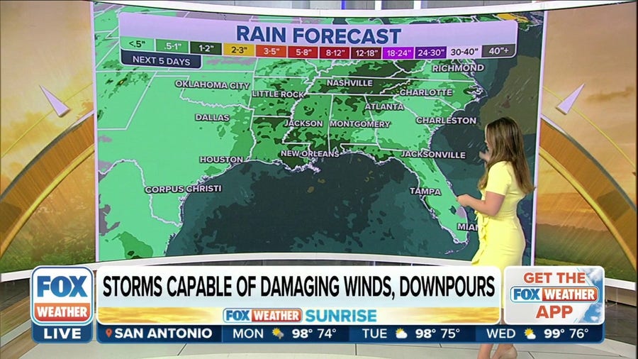 Storms capable of damaging winds, heavy rain possible in Southeast
