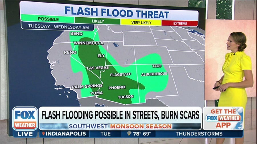 Relentless monsoon continues in Southwest, flash flooding possible