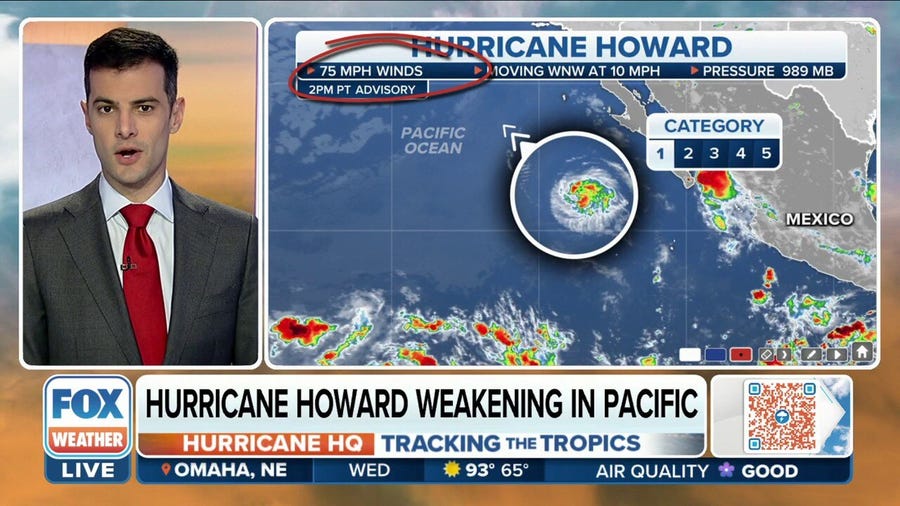 Hurricane Howard weakens in Pacific Ocean