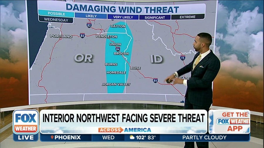 Damaging wind threat for Interior Northwest with storms