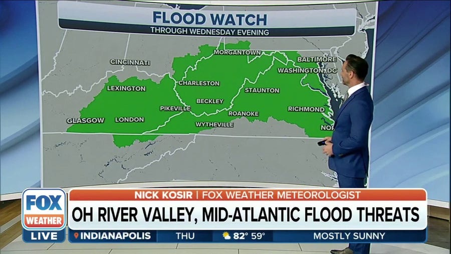 Flood Watch from Ohio River Valley to Mid-Atlantic through Thursday
