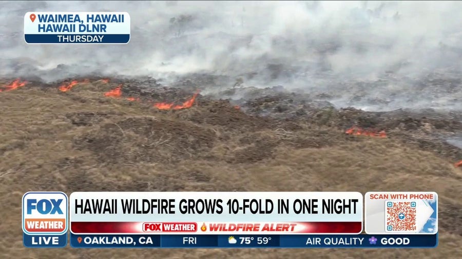 Wildfire burning nearly 10,000 acres in Hawaii
