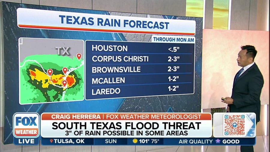 Parts of Texas could pick up 3 inches of rain through Monday