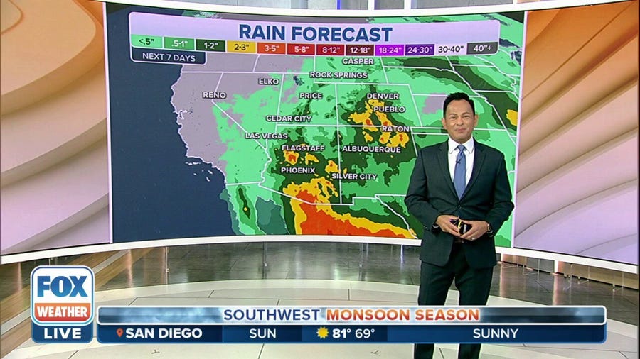 Monsoonal storms set to soak the Southwest