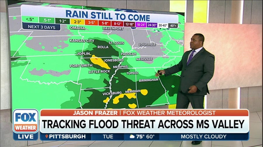 Storms will bring flood threat across the Mississippi Valley