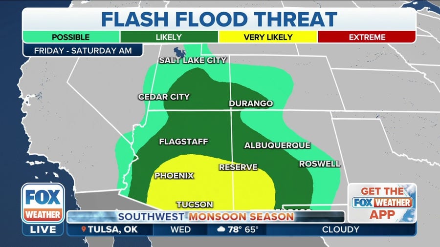 Monsoon storms to produce more significant rain event in Southwest later in week