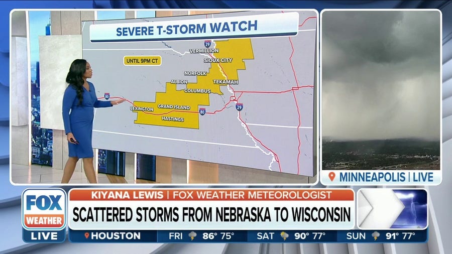 Severe Thunderstorm Watch for Nebraska and Wisconsin
