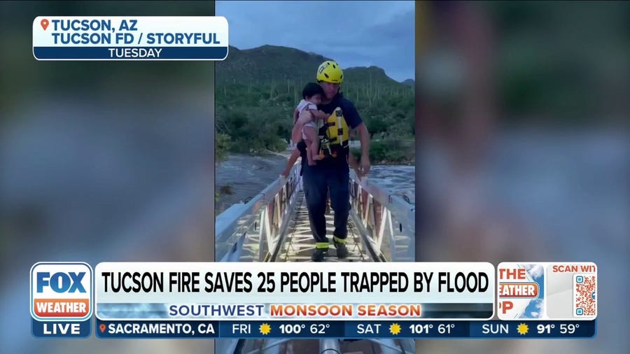Arizona firefighters rescue 25 people, including infant, during flooding