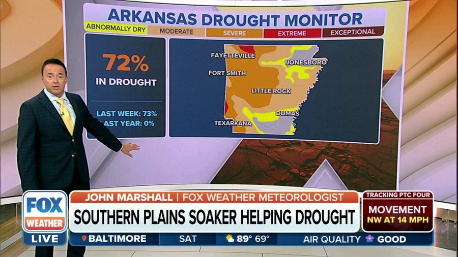 Southern Plains soaker helping drought