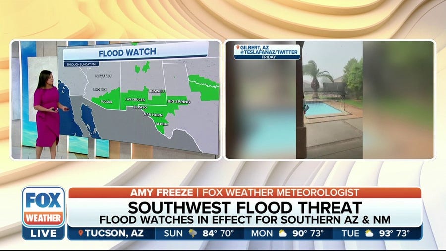 Flood Watches in effect due to monsoonal rain in the Southwest