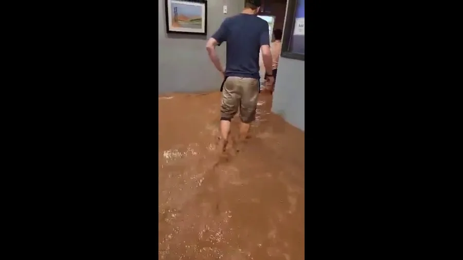 Moab, Utah restaurant under a foot of floodwater