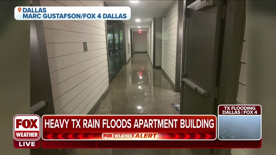 Heavy rain leads to flooded apartment building in Dallas