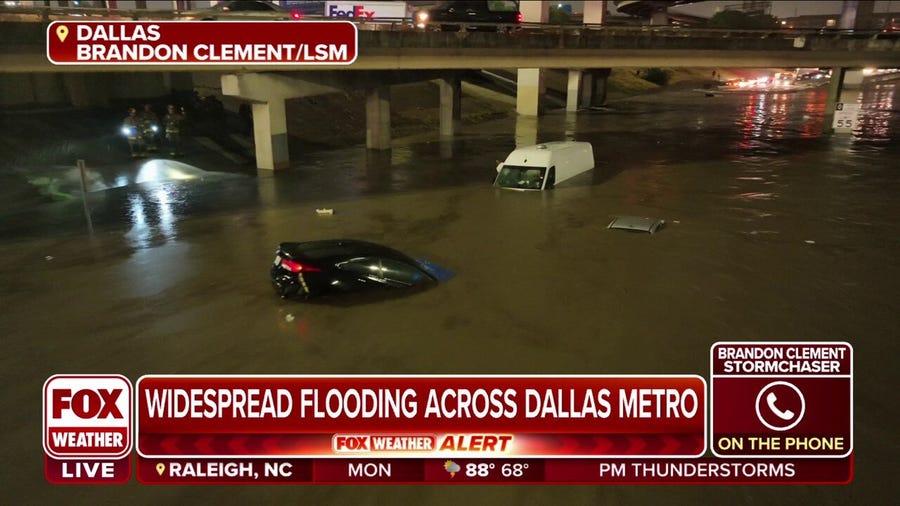 Storm chaser says interstate was flooded 'significantly' in Dallas area