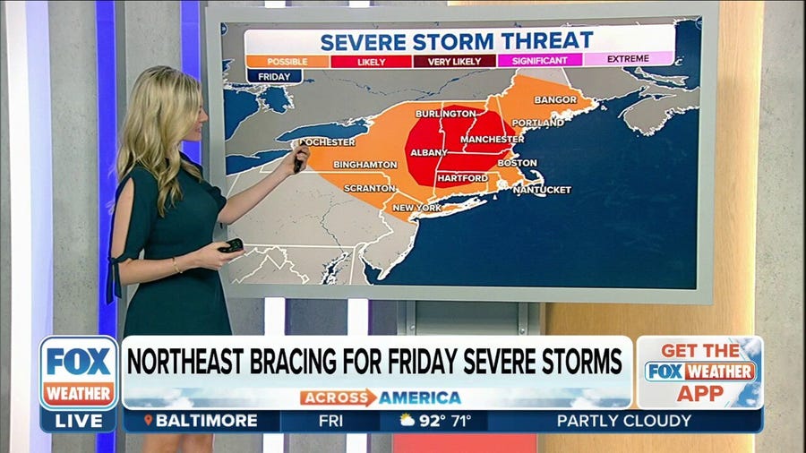 Severe storms to target Northeast on Friday