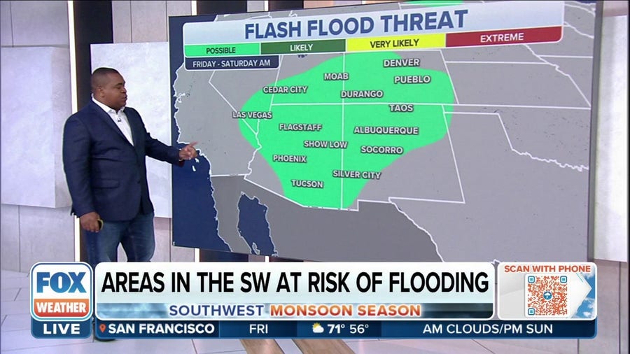 Monsoon storms could produce some flooding in Southwest on Friday