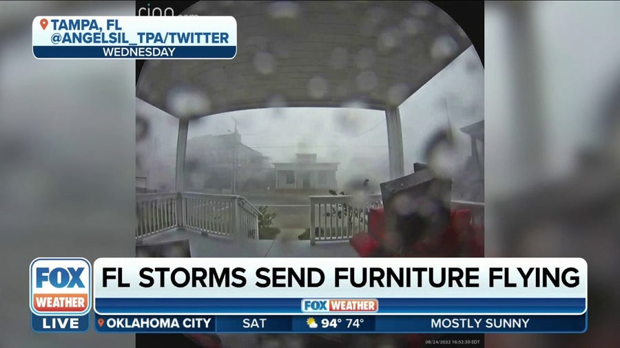 Storms cause furniture to fly away in Tampa, FL