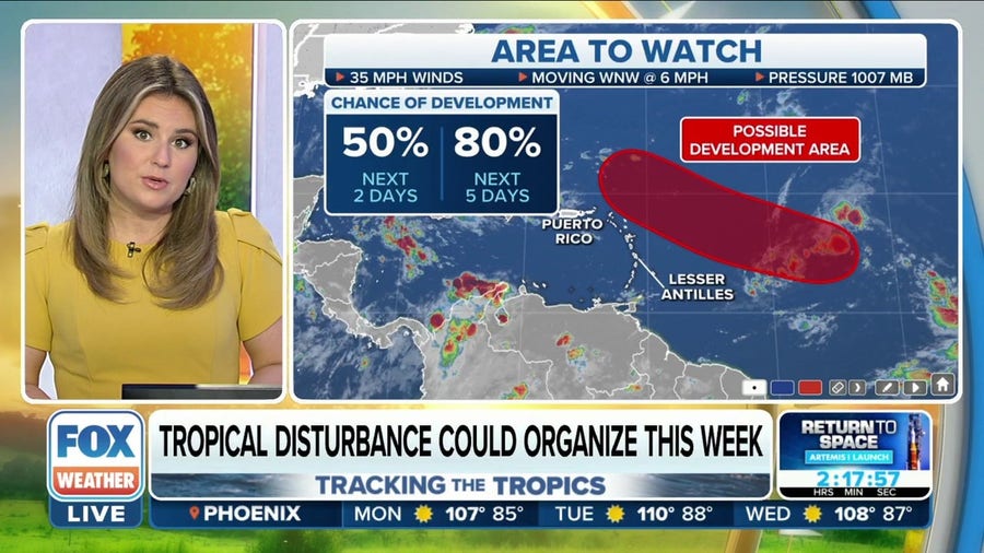 Disturbance in the central Atlantic has 80% chance of development
