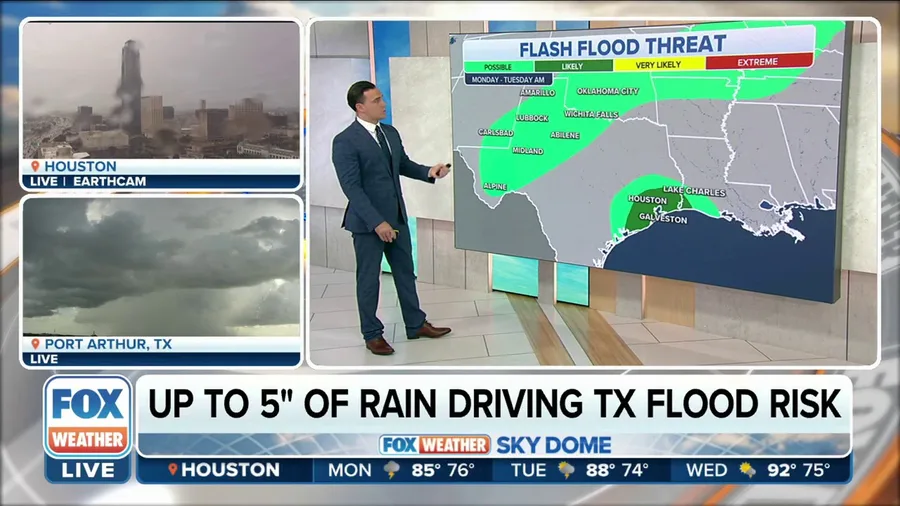 Flash flood risk stretches across Texas