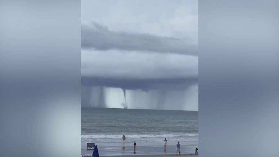 Waterspout swirls off coast of Daytona Beach, Florida