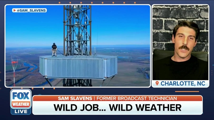 Work in the clouds: Man operates on television towers from scary heights