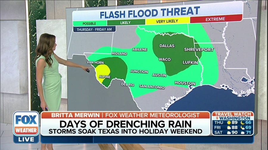 Storms to bring flash flood threat across Texas into Labor Day weekend