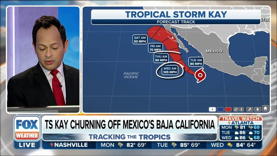 Tropical Storm Kay churning in the Pacific