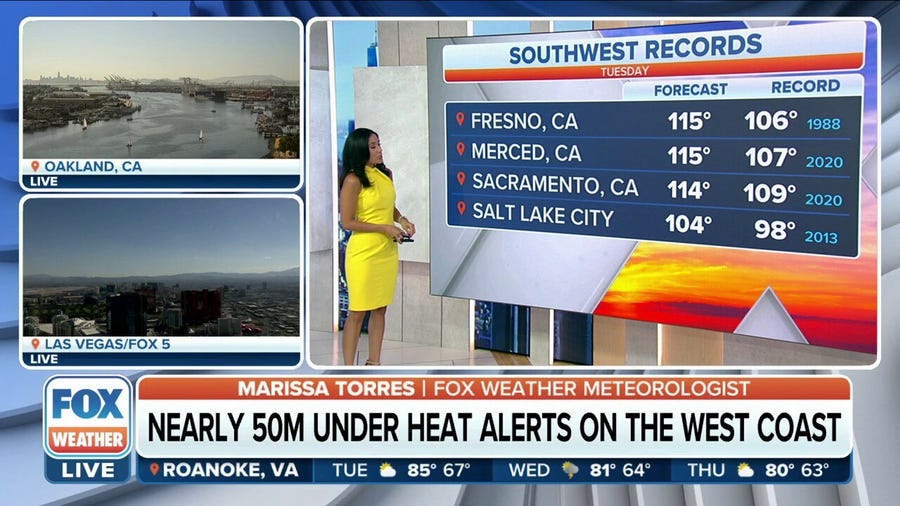 Record-breaking heat forecast again for Tuesday across the West