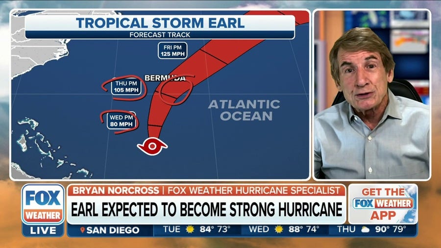 Tropical Storm Earl strengthens, expected to become hurricane Wednesday