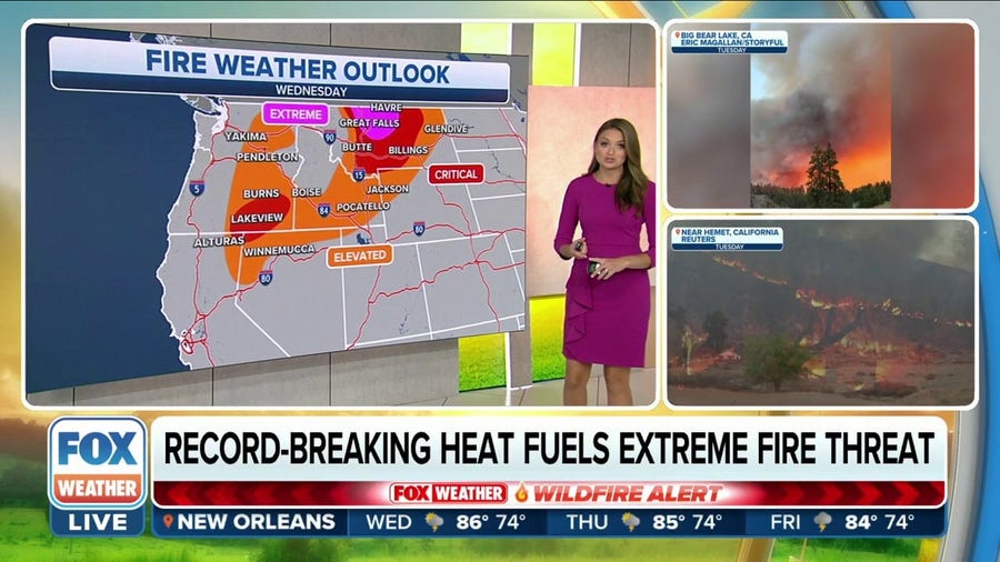 Record-breaking heat fueling extreme fire threat out West