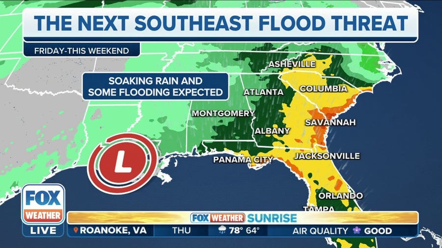 Storm system to bring flash flood threat to Southeast to end the week