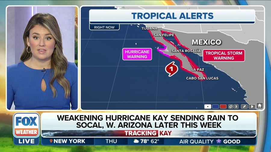 Hurricane Kay triggers Tropical Storm Warnings well off Southern California coast