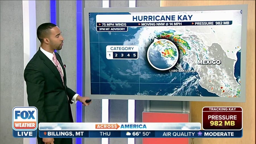 Hurricane Kay stays Category 1 hurricane, winds subside