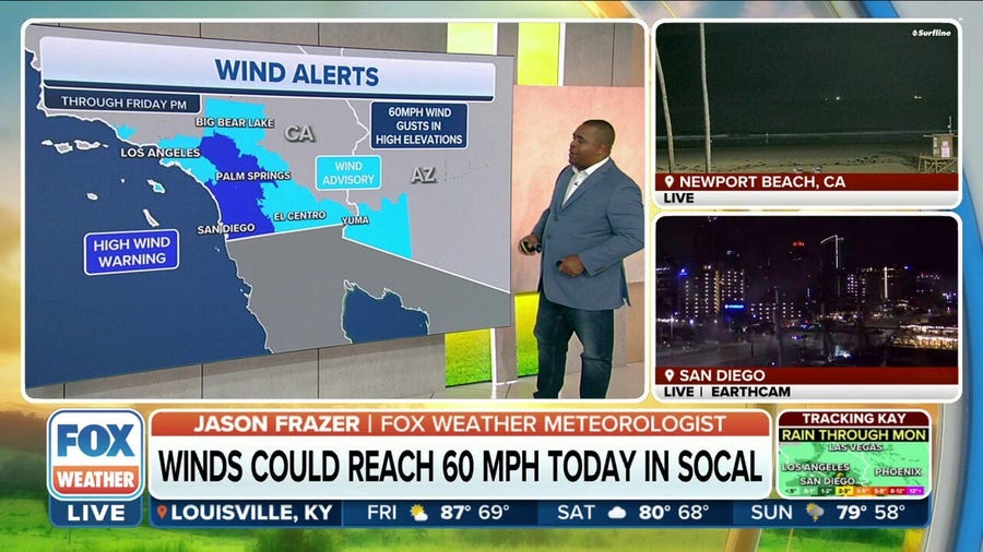 Winds could reach 60 mph in Southern California from Kay's impact