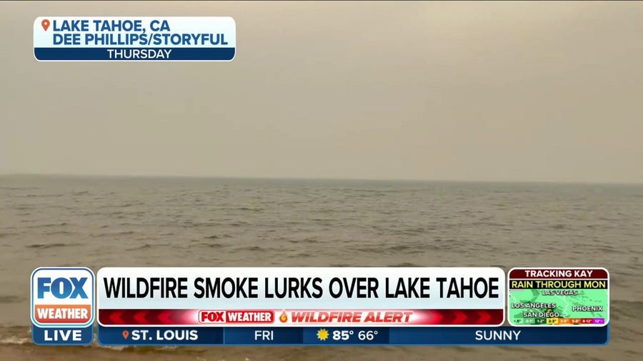 Smoke from Mosquito Fire obscures sun near Lake Tahoe