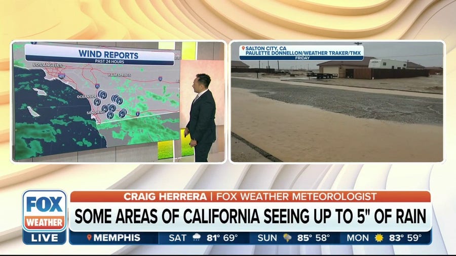 Some areas of California see up to 5 inches of rain