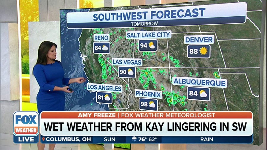 Wet weather for Kay lingers in Southwest