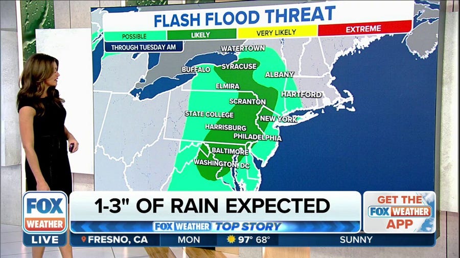 Rain, thunderstorms pose flood risk for Northeast along I-95 corridor