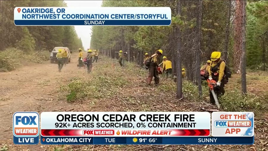 Oregon crews continue to battle Cedar Creek Fire as it burns more than 92K acres