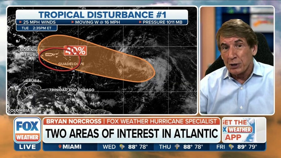 Tracking two tropical disturbances in Atlantic Ocean