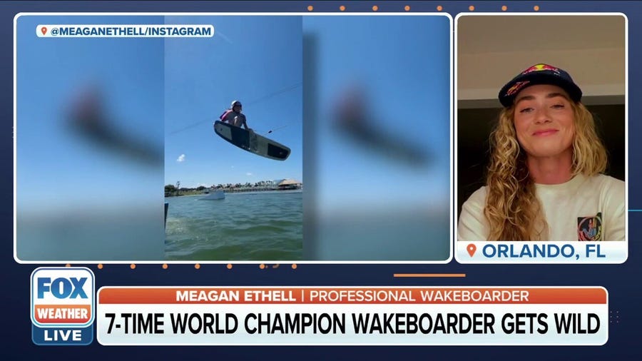 World champion wakeboarder showcases variety of tricks on the lake