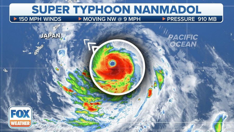 Super Typhoon Nanmadol barrels near Japan