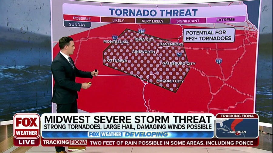 Large hail, strong tornadoes possible in the Midwest Sunday afternoon, evening