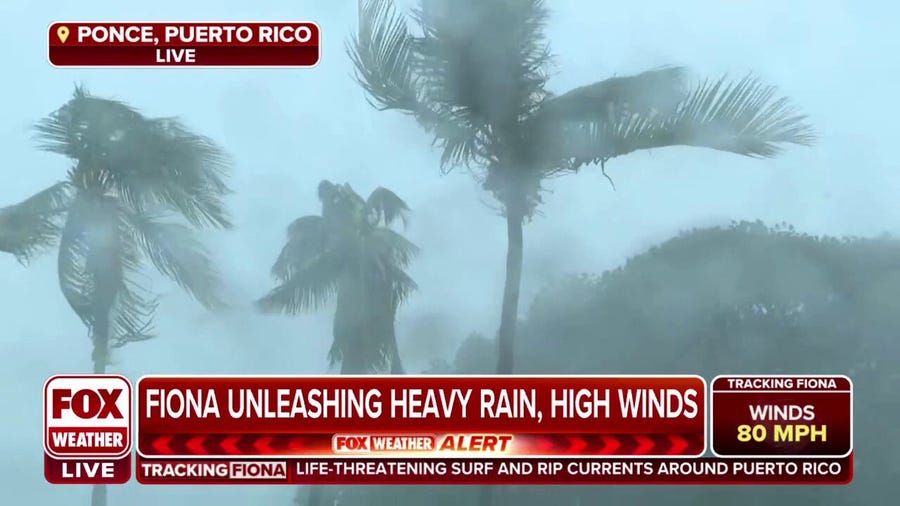 Hurricane Fiona pounding Puerto Rico with heavy rain, strong wind