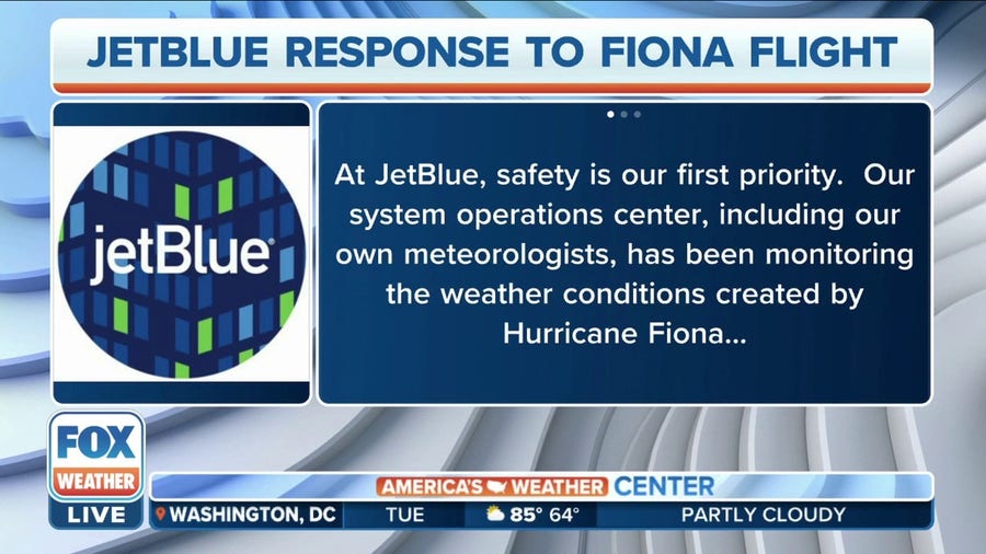 JetBlue releases statement after flight flies above Hurricane Fiona