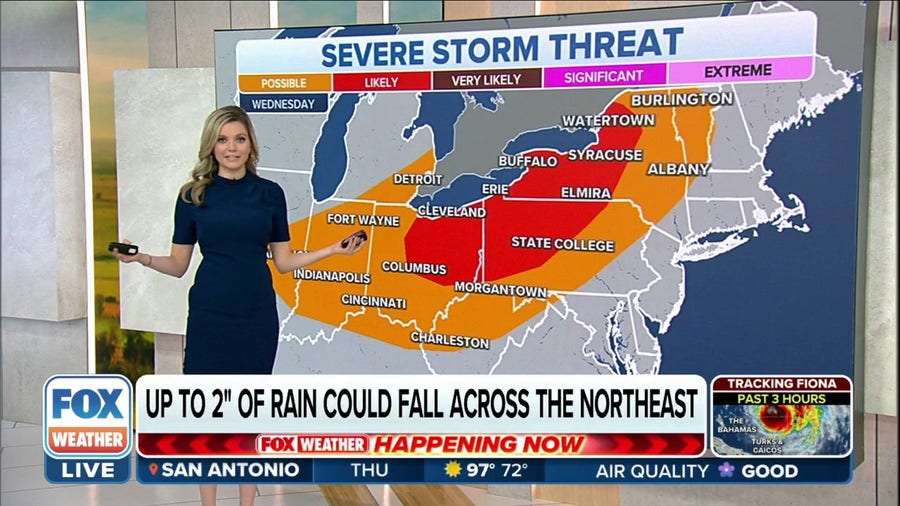 Severe storm threat across Great Lakes, Northeast