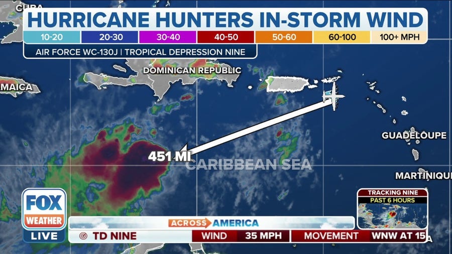 Hurricane Hunters fly towards Tropical Depression Nine