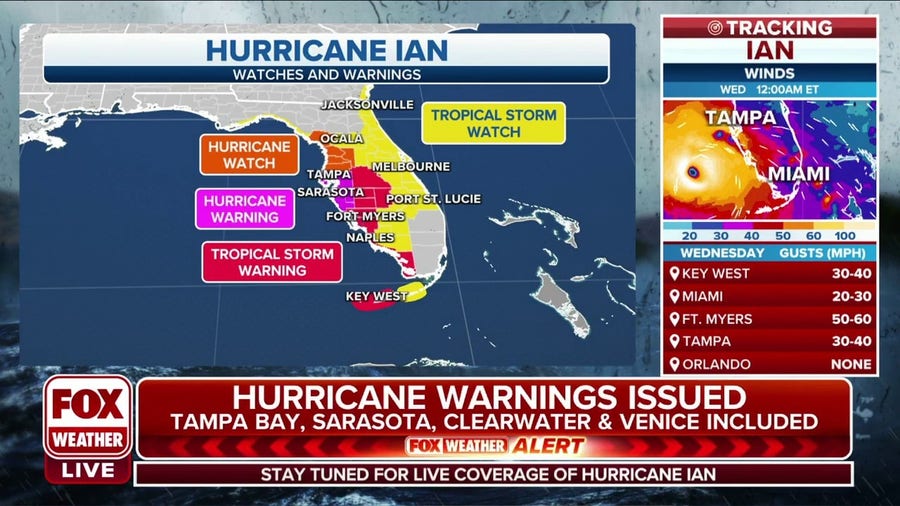 Tampa Bay, Florida area under Hurricane Warning